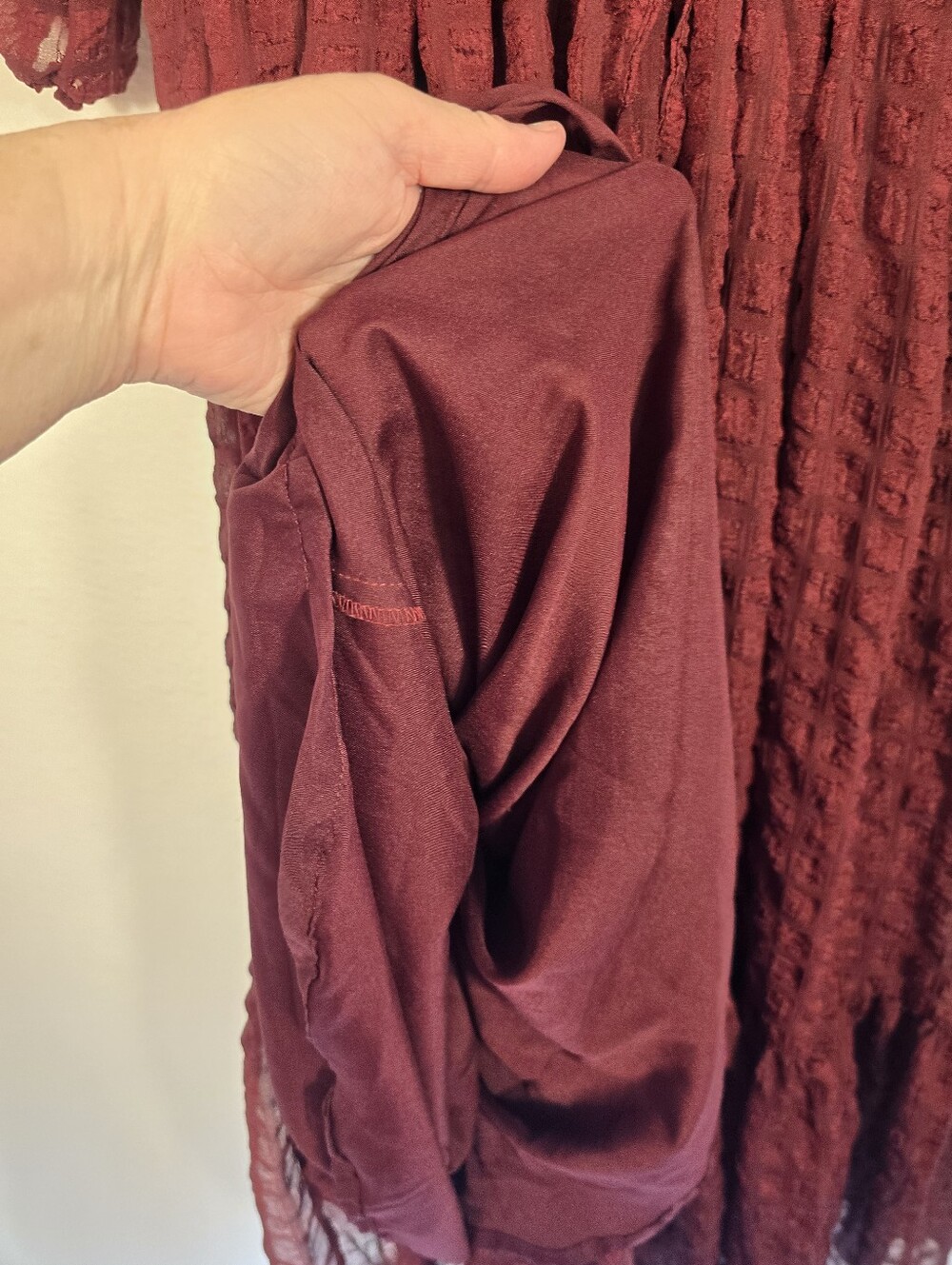 Sowears Modest Cottage Romantic Maroon L Sleeve Poly Maxi Dress. Ladies Small - Picture 9 of 11